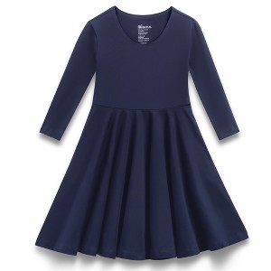 Mightly Girls Fair Trade Organic Cotton Solid 3/4 Sleeve Twirl Dress - 1 of 3