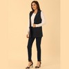 Allegra K Women's Lapel Single Breasted Tie Belt Work Suede Vest Jacket - 3 of 4