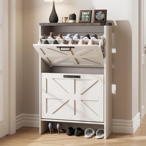 Narrow Freestanding Shoe Cabinet, Slim Storage Rack for Entryway - 1 of 4