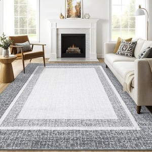 Machine Washable Carpet, Non-Slip And Non-Linting, Large Indoor Carpet, Modern Border Low Pile Foldable Carpet, Bedroom, Living Room, Kids Room - 1 of 4