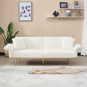 TIRAMISUBEST 79 inch corduroy sofa bed,foldable double sofa bed with folding armrests,suitable for living room and small space - 1 of 4