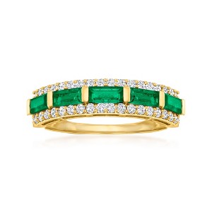 Ross-Simons 0.80 ct. t.w. Emerald and .41 ct. t.w. Diamond Ring in 14kt Yellow Gold - 1 of 4