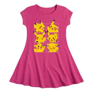 Girls' - Pokémon - Pikachu Grid Fit & Flair Cap Sleeve Dress - 1 of 3