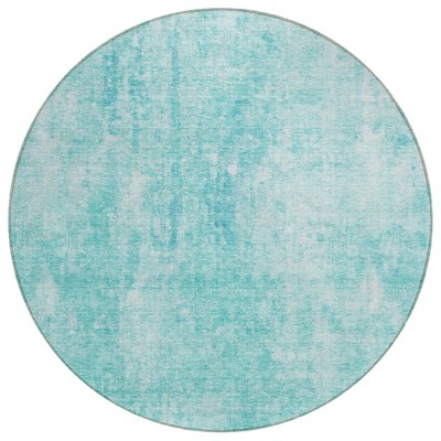 Teal Blue And Ivory Abstract Washable Indoor Outdoor Area Rug