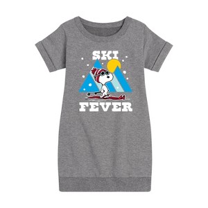 - Peanuts - Ski Fever Graphic Short Sleeve Fleece Dress - 1 of 4