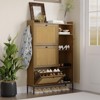 Jojoka Rattan Shoe Cabinet with 3 Tiers, Adjustable Shelves, Top Surface for Keys or Decor, Narrow Design for Entryway, Hallway, Bedroom - 3 of 4