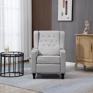 Wingback Recliner Chair, Modern Arm Pushing Recliner With Chair Button Tufted Push Back, Fabric Pushback Manual Single Reclining Sofa Seating - 1 of 4