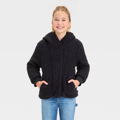 Girls black sherpa jacket on sale