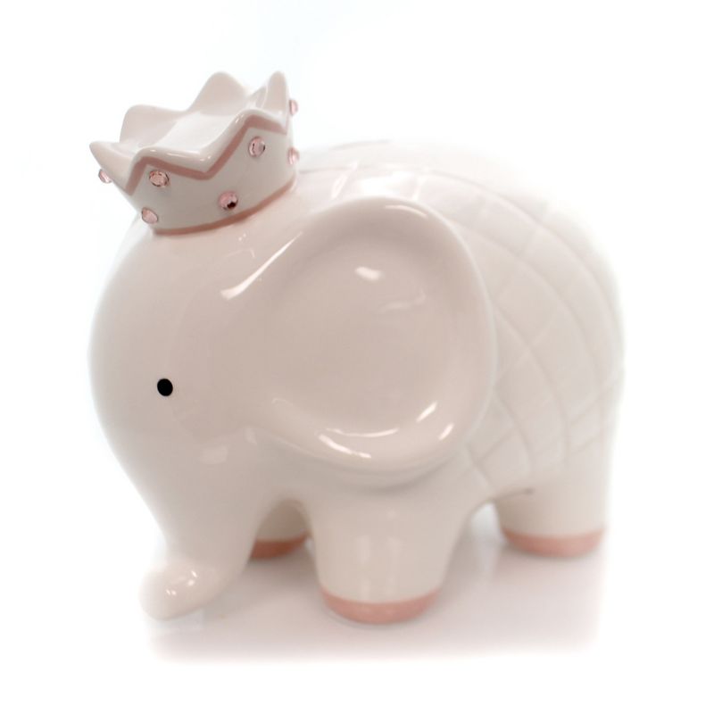 Child To Cherish 7.75 In White W/Pink Coco Elephant Bank Crown Baby Decorative Banks, 4 of 5