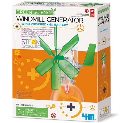 4M: Green Science, Windmill Generator, DIY Mini Air-Powered Turbine Kit, Kids 5+
