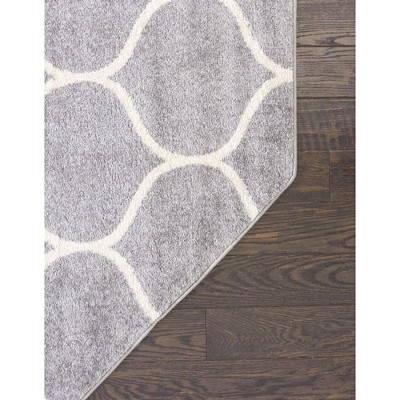 Light Gray Synthetic Octagon Trellis Area Rug
