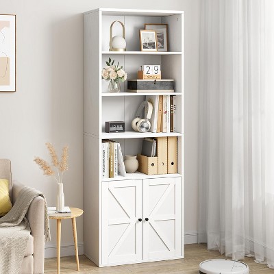 71'' Tall Farmhouse Bookcases Wooden 6 Tier Bookshelf with Drawer, Tall Narrow Bookcase with Shelves