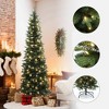 LuxenHome 7Ft Pre-Lit Green Artificial Slim Christmas Tree with Metal Stand - 2 of 4