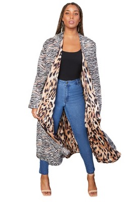 June + Vie by Roaman's Women's Plus Size Reversible Printed Duster
