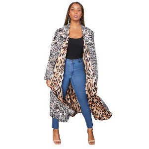 June + Vie by Roaman's Women's Plus Size Reversible Printed Duster - 1 of 4