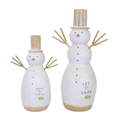 Ganz 8.0 Inch Snowman Set With Stick Arms Snow Peace On Earth Snowman  Figurines