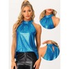 Allegra K Women's Casual Party Sparkle Sleeveless Halter Tops - 2 of 4