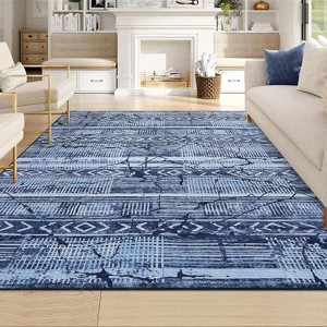Washable Rug – Distressed Marble Boho Farmhouse Style Ultra-Thin Perfect for Living Room Bedroom Dining Room Office. - 1 of 4
