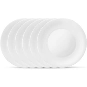 Bormioli Rocco 6-Piece White Moon 7.9 Inch Dessert Plate Tempered Opal Glass Dishes, Dishwasher & Microwave Safe, Made In Spain