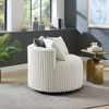 Wide Wale Corduroy Upholstered Plush Barrel Accent Chair with Wheels, Pillow Back and Cozy Seating for Living Room - 4 of 4
