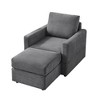 57"L Corduroy Upholstered Classic Chaise Lounge Sofa Chair with Ottoman and Pillow, Comfy Accent Chair for Living Room - 3 of 4
