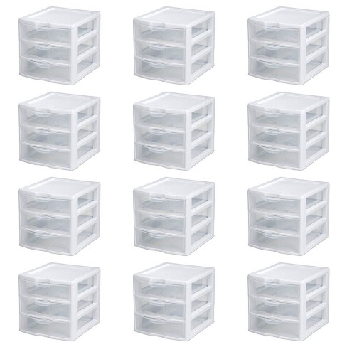 Sterilite Clearview Plastic Multipurpose Small 3 Drawer Desktop Storage ...