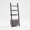 TOAOTBNBO 4 Tier Leaning-Ladder Bookshelves with 2 Drawers, Display Bookcase with Metal Bar Handles, Modern Book Shelf for Home Office, Gray - 2 of 4