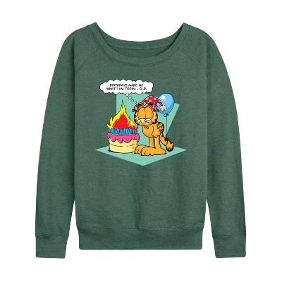 Women's - Garfield - Birthday's Make Me Old Lightweight French Terry Wide Neck Long Sleeve Shirt