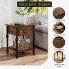 Industrial Side Table with Drawer - 2-Tier Rustic Brown & Black Nightstand, Open Shelf Storage for Bedroom, Living Room - Space-Saving End Table - 4 of 4