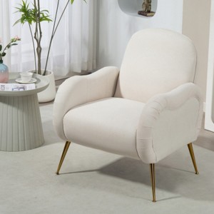 Beige snowflake fabric armchair, single sofa chair, suitable for living room bedroom and dining room - 1 of 4
