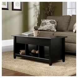 W x 19 in H 2-Front Drawers Wood Black D x 17.1 in Coffee Table 37.9 in 