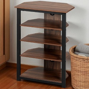 Corner TV Stand for 50–59 Inch TVs, 4-Tier Media Console with Steel Frame and Storage Shelves, Storage Cabinets, AV Tower for Living Room or Bedroom - 1 of 4