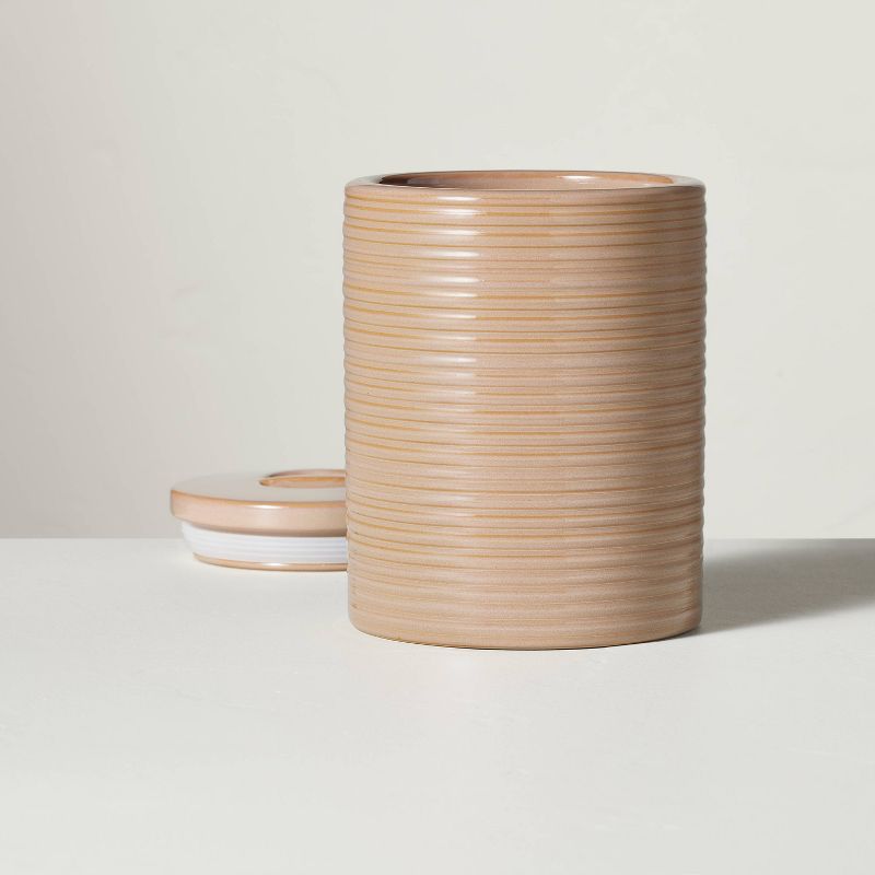 55oz Ribbed Stoneware Canister Blush - Hearth &#38; Hand&#8482; with Magnolia, 5 of 10