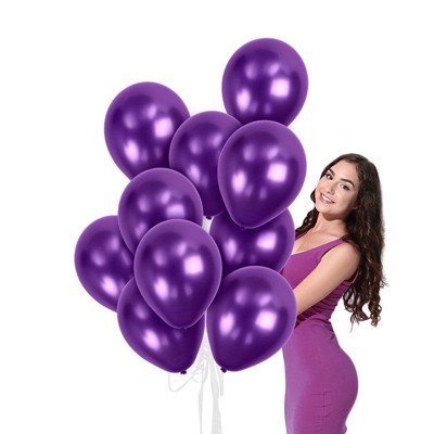 Treasures Gifted Purple Chrome Balloons - 12 Inch Latex Balloons - 36 Pack