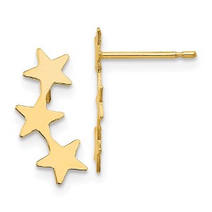 Black Bow Jewelry Polished Three Star Post Earrings in 14k Yellow Gold - 1 of 4