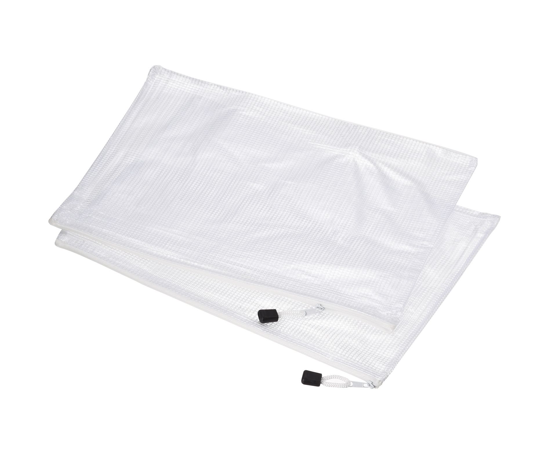 Unique Bargains Office Mesh Zipper File Pouch Document Folders 3 Pcs White