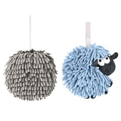 REGALWOVEN 2 Pcs Cute Comfortable Soft Absorbent Chenille Ball Fuzzy Hand Towel