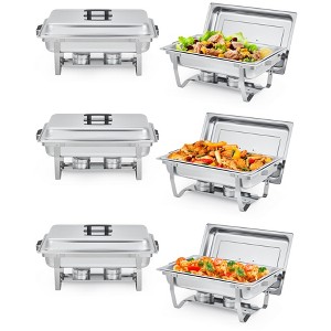 Garvee Chafing Dish Buffet Set, 8QT Buffet Servers and Warmers Set with Lid & Foldable Frame, Rectangular Stainless Steel Food Warmers - 1 of 4