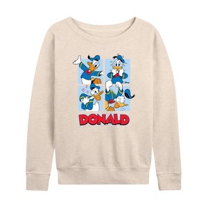 Women's - Disney - Donald Duck Grid Lightweight French Terry Wide Neck Long Sleeve Shirt - 1 of 4