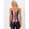 Allegra K Women's Metallic Shiny Party Deep V Neck Spaghetti Straps Cami Tops - 4 of 4