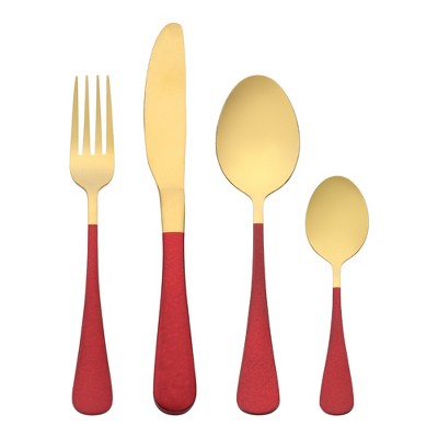 REGALWOVEN Stainless Steel Mirror Polished Flatware Set with Supporting Shelf Silverware Set 24 Pieces