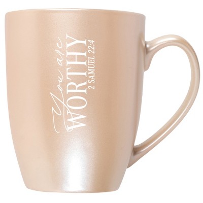 Elanze Designs You Are Worthy 2 Samuel 22:4 Precious Pearl 10 ounce New Bone China Coffee Cup Mug