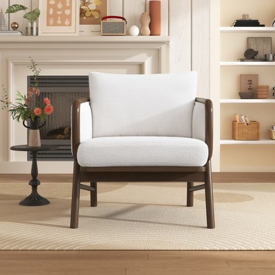 ACEPANO Modern Fabric Upholstered Accent Armchair-White