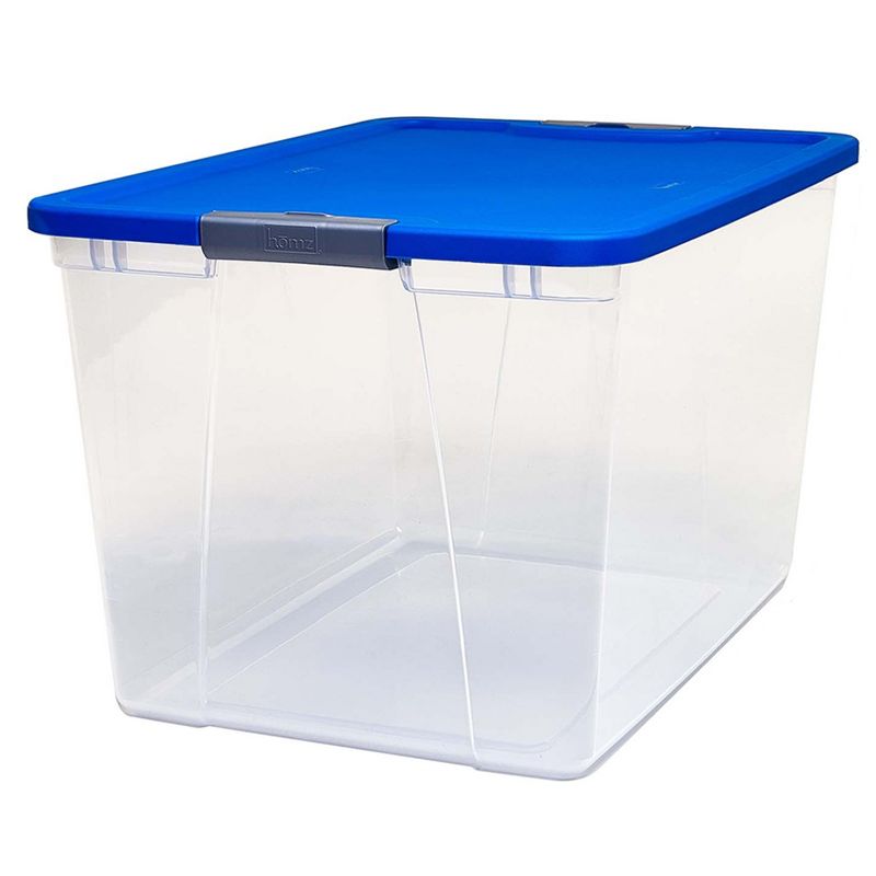 Homz 64 Quart Secured Seal Latch Extra Large Single Clear Stackable Storage Container Tote, Garage, or Basement, 1 of 7
