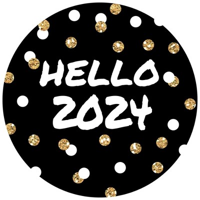 New Year's Eve - Gold - 2024 New Years Eve Resolution Party Name Tags - Party Badges Sticker Set of 12