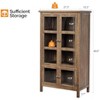 VINGLI Rustic Storage Cabinet with Glass Doors & Shelves, Showcase Display Cabinet with Cedar Wood Finish, Walnut - 2 of 4