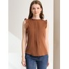 INSPIRE CHIC Women's Ruffled Curved Hem Business Office Vintage Sleeveless Blouse - 3 of 4