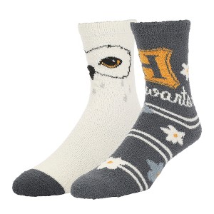 Harry Potter Big Face Hedwig and Hogwarts Womens Chenille Crew Socks - 1 of 4