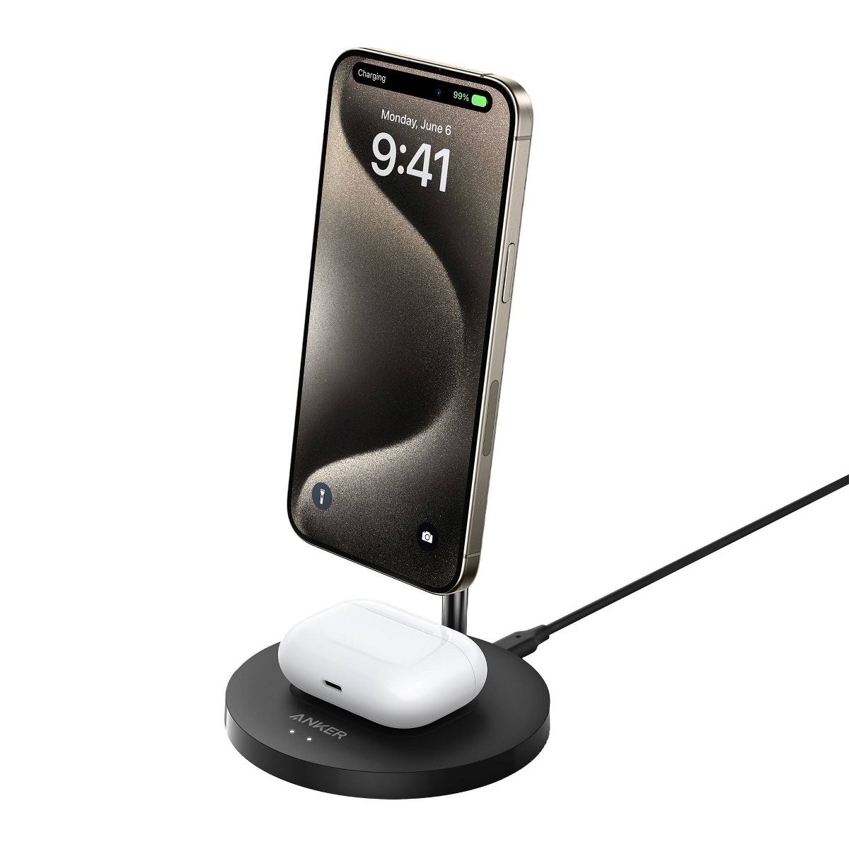 Anker Qi2.1 15W Wireless Stand with Battery Charger