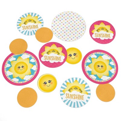 Big Dot of Happiness You Are My Sunshine - Baby Shower or Birthday Party Giant Circle Confetti - Party Decorations - Large Confetti 27 Count